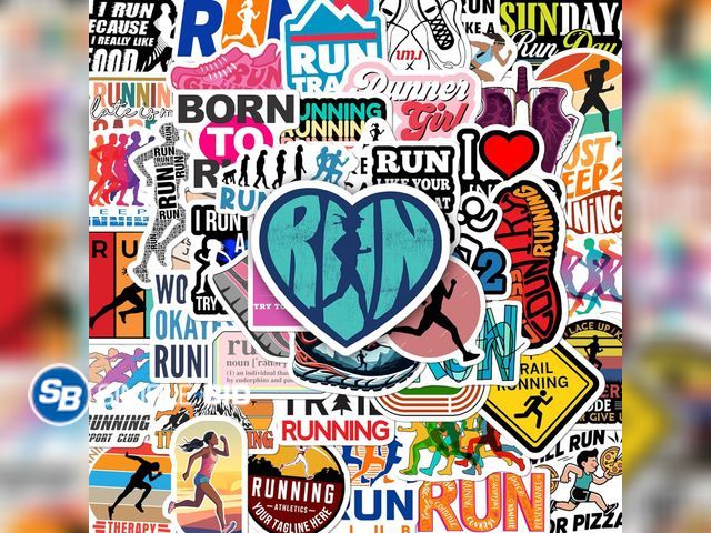 Lot 58-62140 - New BEATRI Running Sticker 50pcs Sports Stickers Vinyl Waterproof Runners Stickers Water Bottle Lapt...