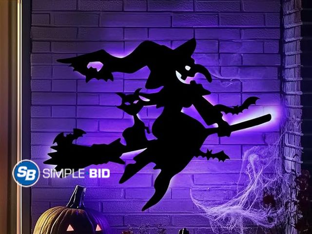 Lot 58-21371 - New UQJE 60" Halloween Decorations Indoor Scary Halloween Silhouette with Lights for Halloween Wall ...