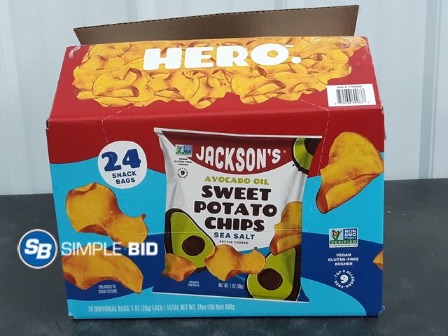 Lot 58-61132 - Jackson's Avocado Oil Sweet potato chips - 22 snack bags