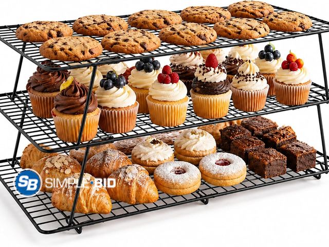 Lot 58-80828 - New Cooling Rack 16"x10", 3-Tier Stackable &amp; Collapsible Cooling Racks
