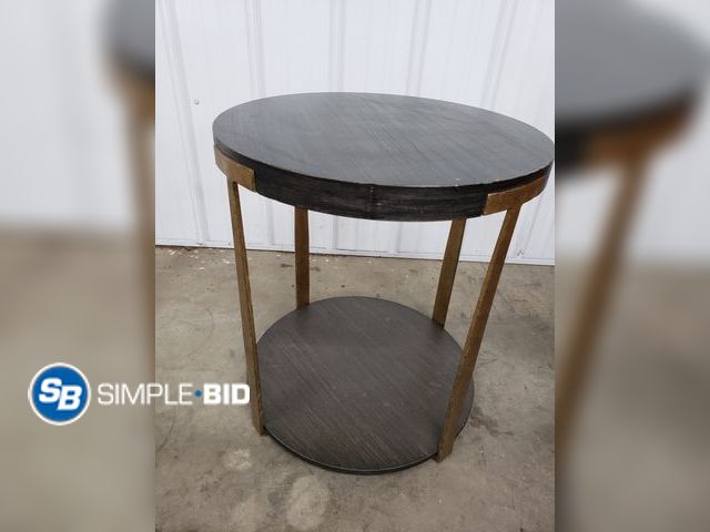 Lot 58-74401 - Decorative Round Table with Gold sides - appears unused - approx. 24" T x 22" W (few scratches from ...
