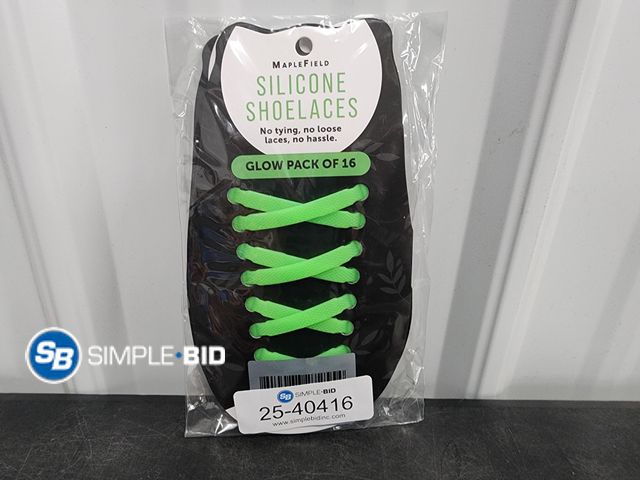 Lot 58-40416 - Maple Field Silicone Shoelaces - Glow Pack of 16