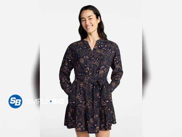 Lot 58-65325 - New Time and Tru Women's Tiered Mini Dress with Long Sleeves, Size XS