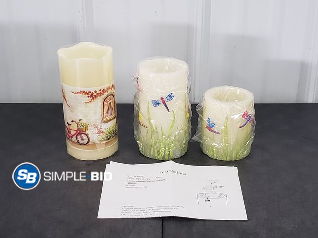 Lot 58-68594 - Lot of (3) LED Flameless Candles - New