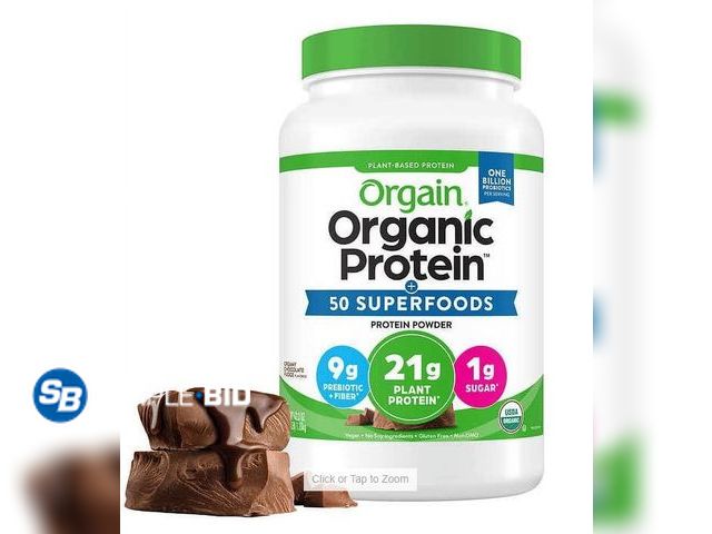 Lot 58-35816 - New Orgain Organic Protein and Superfoods Plant Based Protein Powder, Creamy Chocolate Fudge, 2.64
