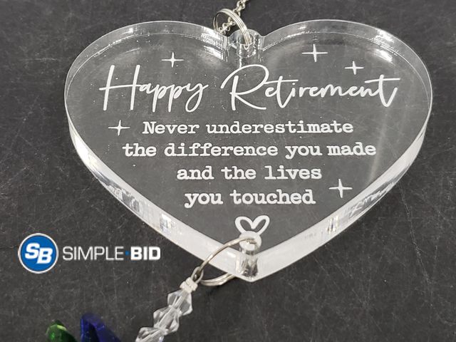 Lot 58-66539 - Lot of (3) New HAPPY RETIREMENT - Crystal Sun catcher -- Never underestimate the difference you made...