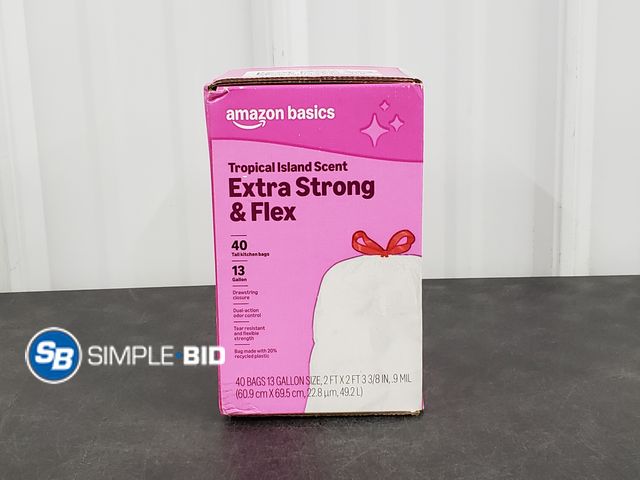 Lot 58-50593 - New Amazon Basics Extra Strong and Flex Tall KITCHEN bags - 40