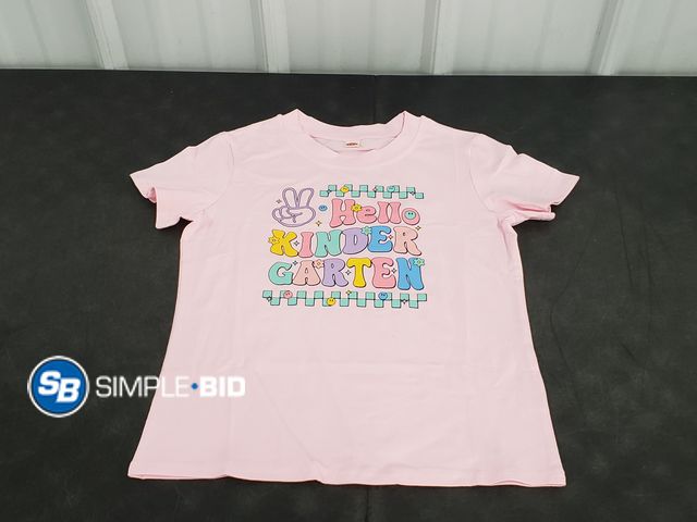 Lot 58-74758 - Pink Hello Kindergarten T-Shirt - Size 8