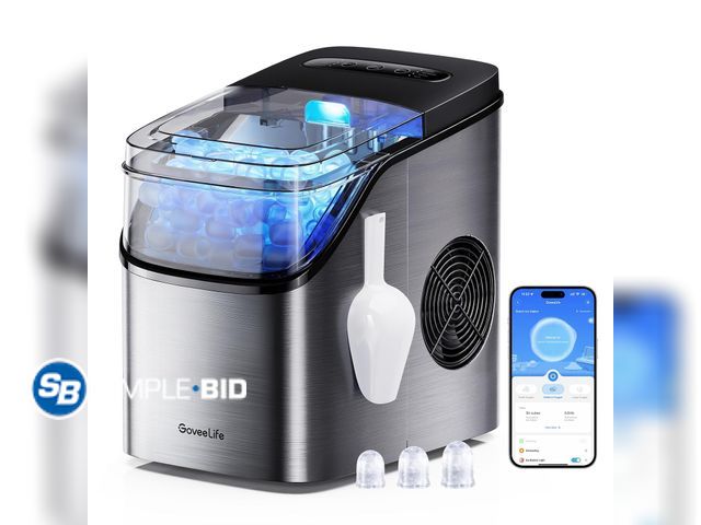 Lot 58-75790 - New GoveeLife Smart Ice Maker, 9 Ice Cubes in 6 Mins 3 Sizes, 26lbs/Day, Silver Countertop Ice Maker...
