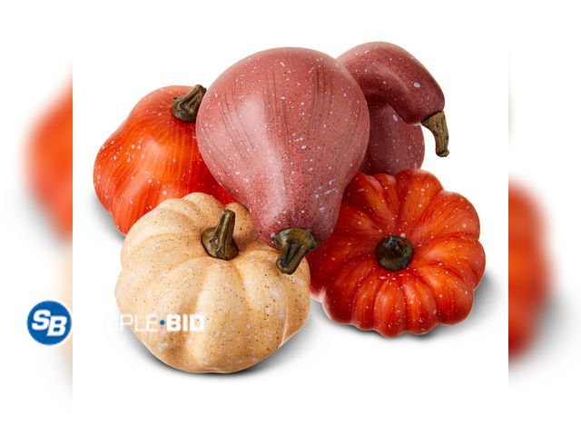 Lot 58-72746 - New Mini Foam Pumpkin Tabletop Decorations, Orange and Yellow, 5 Pieces, Harvest by Way To Celebrate