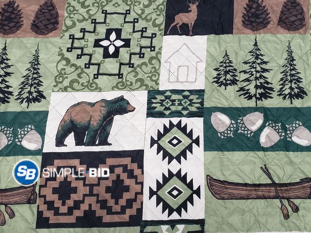 Lot 58-77098 - Lotof (2) Rustic Lodge Theme Moose/Bear/Elk Quilted Sofa Covers , Great for Cabin!