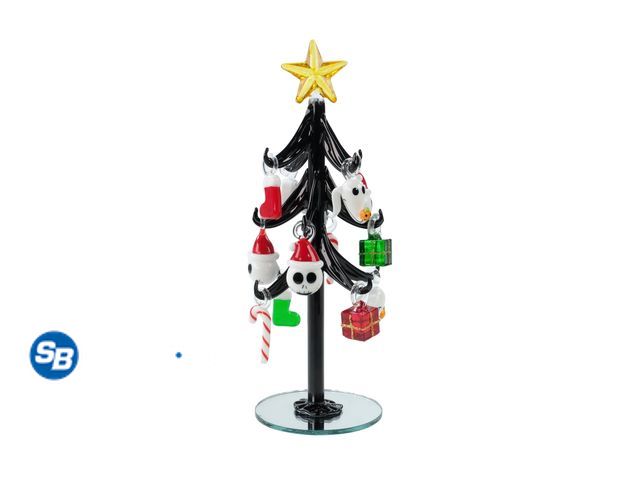 Lot 58-75960 - New Disney The Nightmare Before Christmas Glass Tree, Black, 13 Pieces Decoration by Ruz