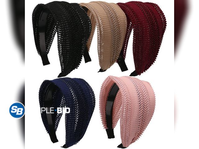 Lot 58-57792 - New LONEEDY 5 Pack Glitter Wide Headbands for Women Hard Hair Band Velvet Fabric with Teeth for Girl...