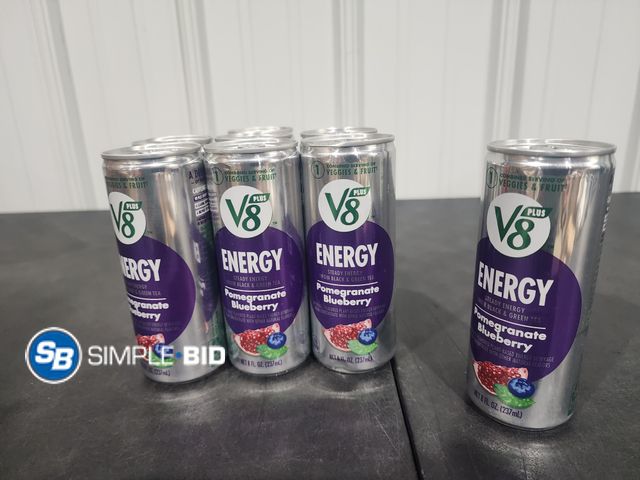 Lot 58-26083 - Lot of (8) V8 Plus Energy Drinks POMEGRANATE BLUEBERRY - 8 fl oz each unopened - out of box