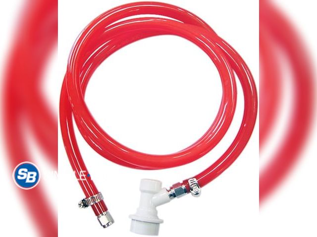 Lot 58-53498 - New PERA 5/16" ball lock line assembly, MFL liquid disconnect with 5ft gas line for home brewing