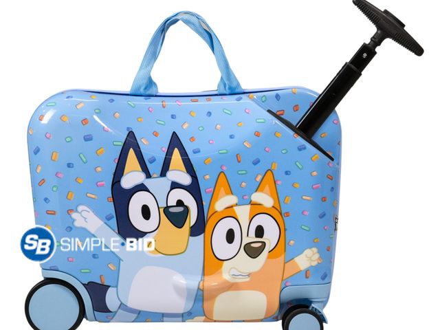 Lot 58-58481 - New Kid's BBC Bluey Bingo Character Ride On Scooter Hardside Luggage for Boys and Girls -Light Blue