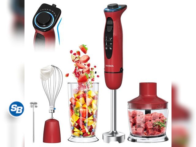 Lot 58-57653 - New VAVSEA Immersion Blender, 1100W 5-in-1 Hand Blender, 24-Speed Handheld Stick Blender for Kitchen...