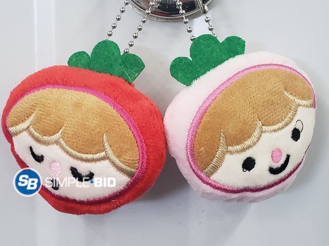 Lot 58-68455 - New Equsion 24 Pcs Cute Strawberry Plush Fruit Keychains Strawberry Jam Party Favors Fruit Party Sup...