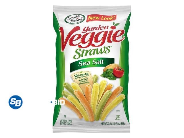 Lot 58-70351 - Lot of (3) Sensible Portions Sea Salt Garden VEGGIE STRAWS  (23.5 Ounce) - unopened - expired