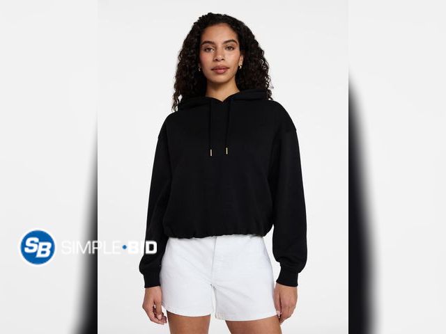Lot 58-70570 - Time and Tru Women's Bubble Hem Pullover Hoodie with Long Sleeves - Size M - 8-10 - NWT