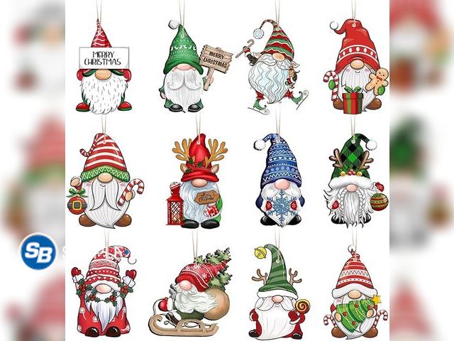 Lot 58-32250 - New 24 Pcs Gnome Wooden Hanging Ornaments, Gnome Christmas Tree Indoor/Outdoor Decorations