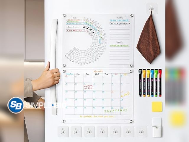 Lot 58-17798 - New Acrylic Calendar and Habit Tracker Set - Magnetic Acrylic Calendar for Fridge - Clear Magnetic P...