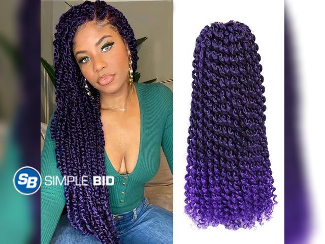 Lot 58-53427 - Lot of (7) New Purple Passion Twists Hair 24inch Ombre Purple Water Wave Crochet Hair for Butterfly ...