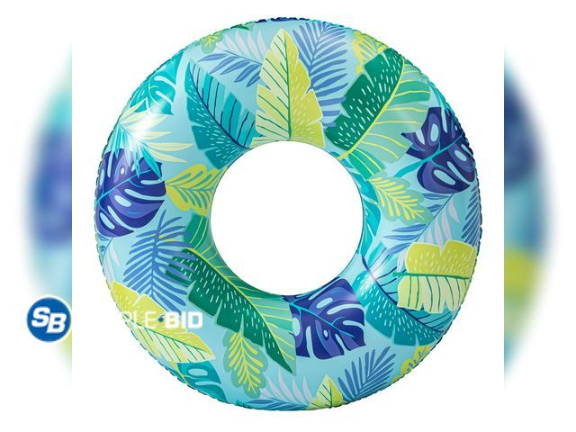 Lot 58-17616 - Lot of (3) New Bluescape Blue Tropical Inflatable Swim Tube Pool Float, for Kids &amp; Adults, Age 9...