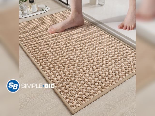 Lot 58-39018 - New Non Slip Bath Mat Bathroom Rugs, Soft Braided Ultra Thin Bath Mats, Super Absorbent Quick Dry Ba...