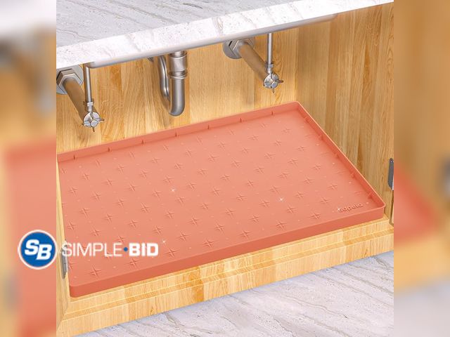 Lot 58-28593 - Sdpeia Under Sink Mat for [34" x 22"] Cabinet, Upgraded Silicone Waterproof Mat Kitchen Cabinet Line...