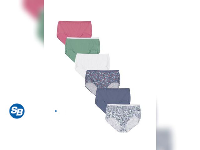 Lot 58-26947 - New Hanes Womens Underwear Briefs 6-Pack, Cotton Brief Panties, Moisture-Wicking Underwear for Women...