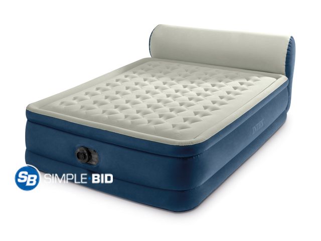 Lot 58-37385 - Intex Headboard 18" Queen Dura-Beam Deluxe Raised Air Bed Mattress with Built-in Pump - appears unop...