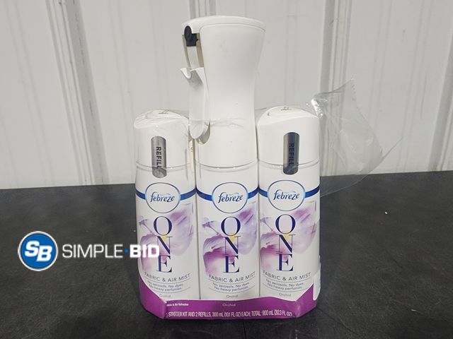 Lot 58-34689 - Febreze ONE Fabric and Air mist -- starter kit and 2 Refills -- ORCHID - appears unused