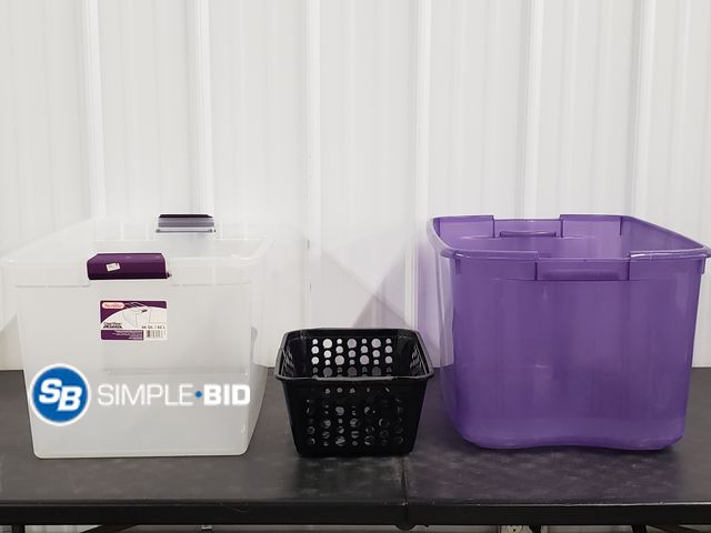 Lot 58-62002 - Lot of (3) Storage Totes/Baskets - no Lids