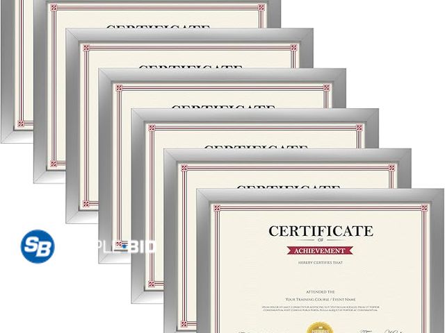 Lot 58-31837 - New Giftgarden 8.5x11 Picture Frame Silver Set of 7, Multi Modern 8.5 x 11 Frames for Award Certific...