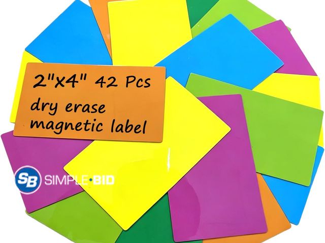 Lot 58-84247 - New 4" x 2" Magnet Labels, Magnetic Dry Erase Notes - Sticky Whiteboard Sheets, Reusable &amp; Washa...