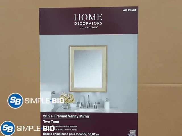 Lot 58-16055 - Home Decorators Collection 23.25" X 29.25" Rectangular Plastic framed wall bathroom Vanity mirror - ...