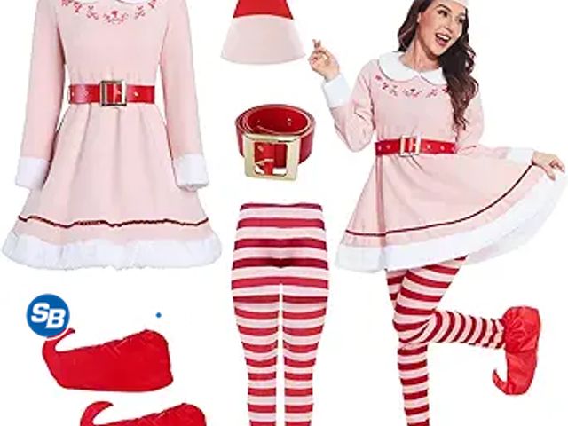 Lot 58-35001 - Womens Holiday Buddy The Elf Costume Set Adult Dress Christmas Cosplay Holiday Party Costumes - Size...