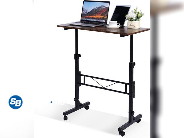 Lot 58-28719 - New Standing Desk Adjustable Height, Mobile Stand Up Desks with Wheels Small Computer Desks Rolling ...
