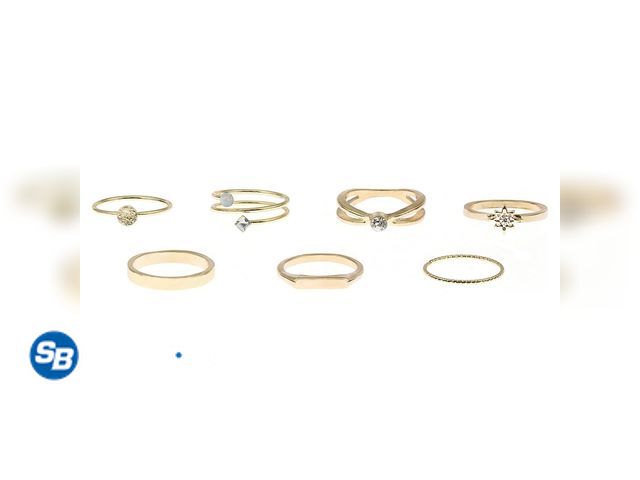 Lot 58-58878 - Lot of (2) New Time and Tru Delicate Gold-Tone Stacking Rings Set, 7-Pack