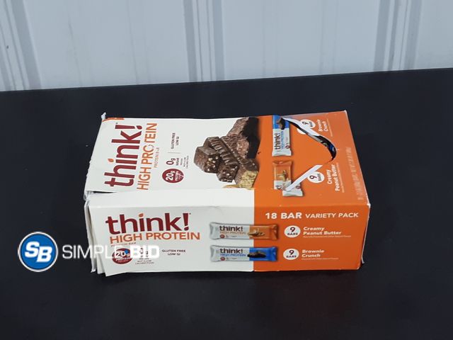 Lot 58-17331 - THINK! High Protein Bars - Creamy Peanut butter - Brownie Crunch - 17 individually packages - unopen...