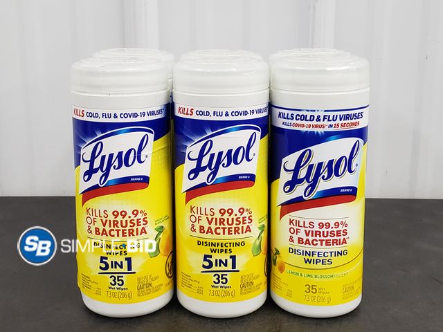 Lot 58-67973 - Lot of (6) Lysol Wipes - 73 oz, 35 Wipes