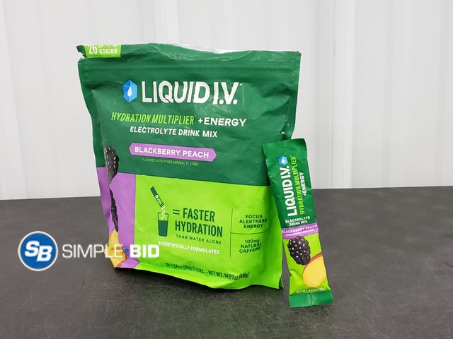 Lot 58-39616 - Liquid I.V. BLACKBERRY PEACH - 12 sticks - unopened