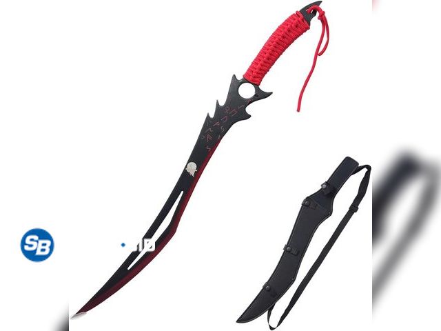 Lot 58-57646 - New 26 Inch Stainless Steel Red Sword Machete with Nylon Sheath for Collection, Outdoor Use