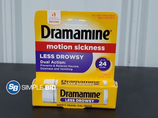 Lot 58-28589 - Dramamine Motion Sickness Pills - Less Drowsy - 8 Tablets