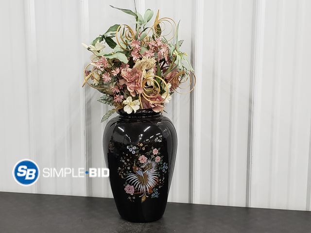 Lot 58-72825 - Large Decorative Vase with Fake Flowers - Very Pretty - Used
