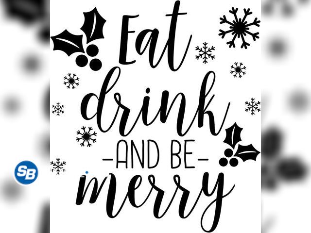 Lot 58-23799 - CHRISTMAS IN JULY! New Vinyl Wall Art Decal - Eat Drink and Be Merry - 18.5" x 17" - Trendy Cute Ins...