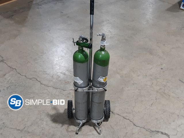 Lot 58-34568 - Set of (2) Oxygen Tanks and Cart