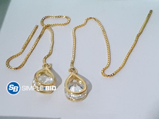 Lot 58-21943 - New Reffeer Solid 925 Sterling Silver CZ Droplet Chain Dangle Earrings for Women Teens Tassel Dangle...