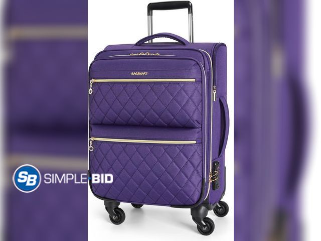 Lot 58-33137 - New BAGSMART Carry On Luggage Airline Approved with Spinner Wheels, Purple, 20 inch, Expandable Lugg...